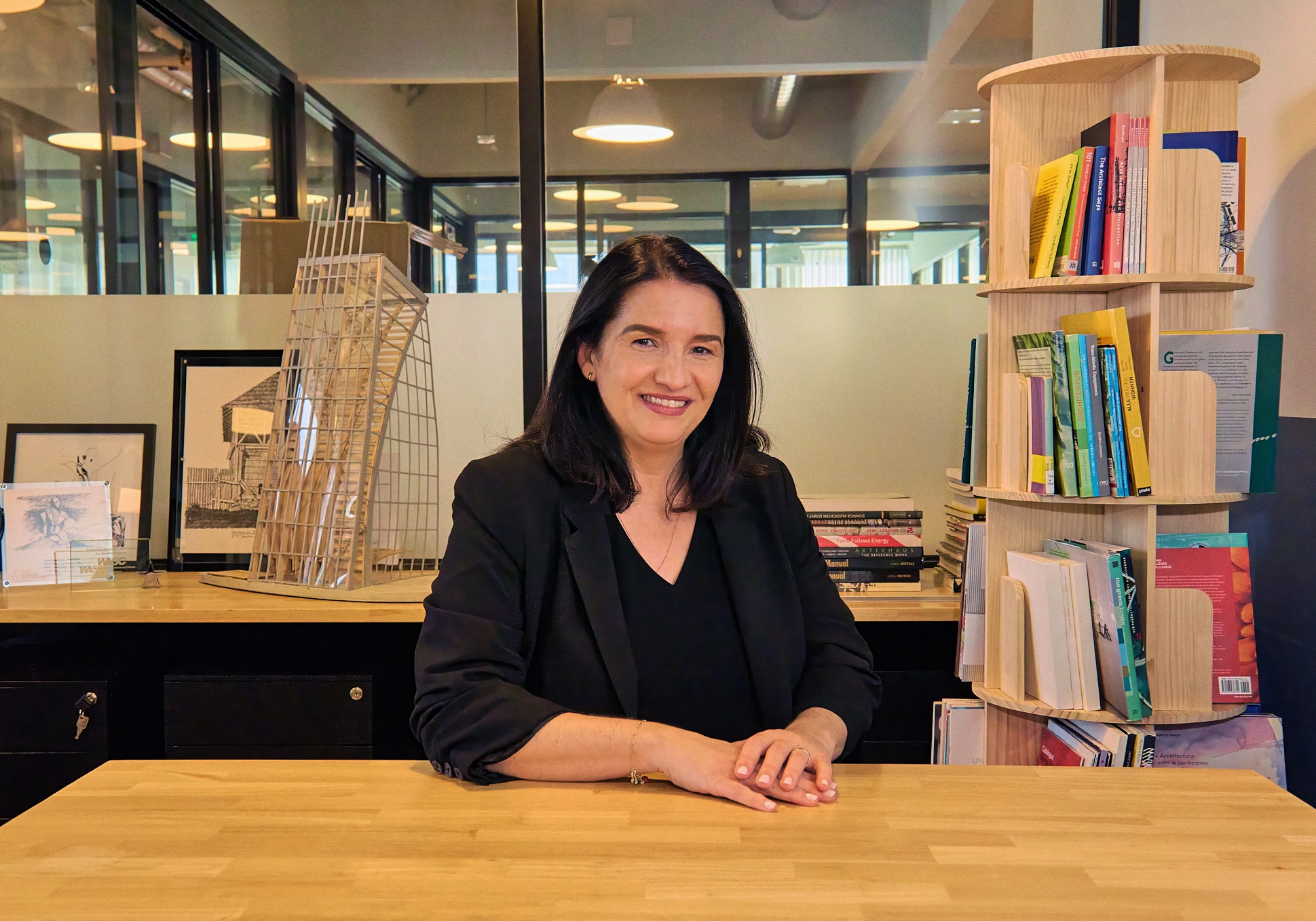 NewSchool of Architecture & Design's Dean of Architecture, Daniela Deutsch sits in her office and looks at the camera