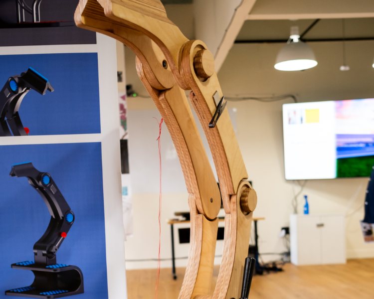 A wooden prototype of a creation called Stitching Pony by a product design student at NewSchool of Architecture & Design