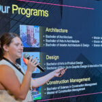 Outreach specialist Izzy explain the different programs offered in Architecture, Design and Construction Management