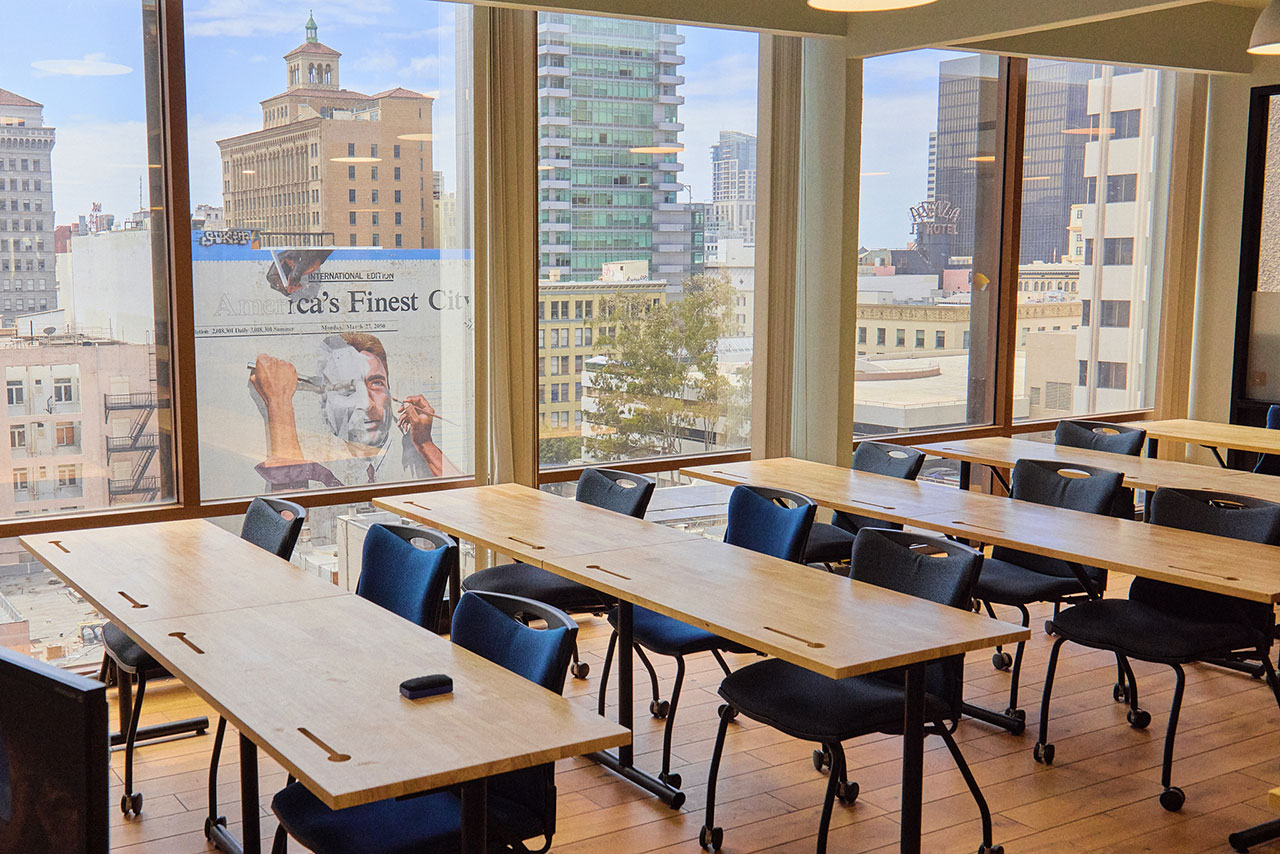 A classroom with a view of the Downtown San Diego
