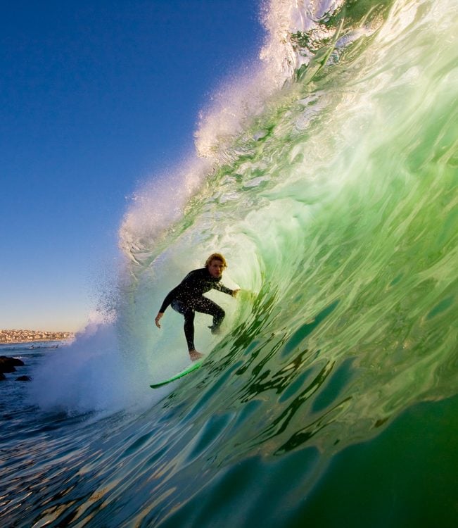 A man surfing a wave in san diego