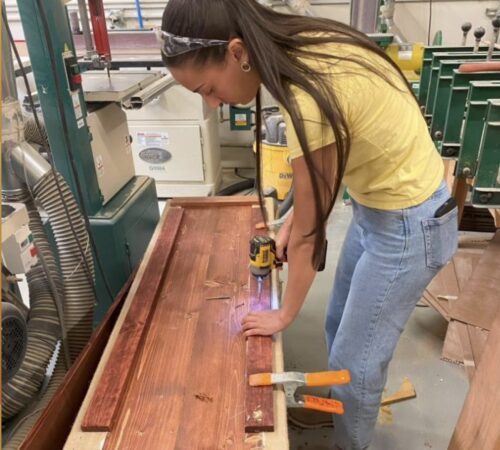 student Lauren working at the Materials Lab